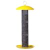 Durable Metal Mesh Tube Hanging Bird Feeder with Yellow Top and Perch