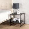 Modern Steel Frame End Table Nightstand in Espresso