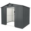 Outdoor Storage Shed, 8' X 6' Galvanized Steel Garden Shed with 4 Vents & Double Sliding Door, Utility Tool Shed Storage House for Backyard, Patio