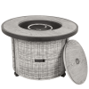 36 inch Gas Propane Fire Pit Table, 50000 BTU Round Gas Fire Table with Lid & Lava Rock, Grey Rattan & Wicker Base