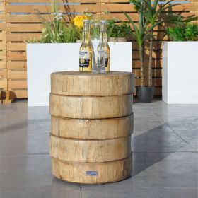 Natural Wood Finish Faux Wood Grain Side Table for Indoor and Outdoor