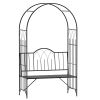 Outsunny Metal Trellis Arbor Arch for Climbing Plants with Garden Bench, Grow Grapes & Vines