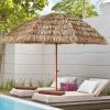 8'Thatch Patio Tiki Umbrella Tropical Palapa Raffia Tiki Hut Hawaiian Hula Beach Umbrella,Straw umbrella