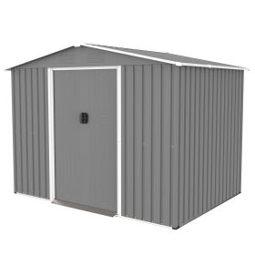 8x6 FT Outdoor Tool Storage Shed with Metal Foundation & Lockable Doors, All Weather Metal Sheds for Garden, Patio, Backyard, Lawn, Gray