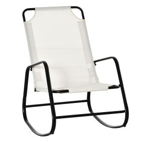 Outsunny Garden Rocking Chair, Outdoor Indoor Sling Fabric Rocker for Patio, Balcony, Porch, Cream White