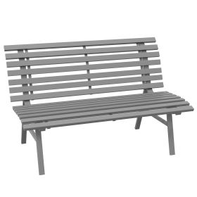 Outsunny 48.5" Garden Bench, Outdoor Patio Bench, Lightweight Aluminum Park Bench with Slatted Seat for Lawn, Park, Deck, Gray