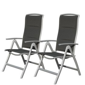 Patio Folding Chairs Set of 2, Aluminium Frame Outdoor Reclining Patio Chairs for Garden Camping Poolside Beach Deck