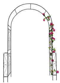 Metal Garden Arch W55'' x H94.5'' Garden Arbor Trellis Climbing Plants Support Rose Arch Outdoor Arch Black