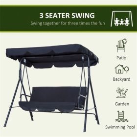 3-Seat Patio Swing Chair-Black