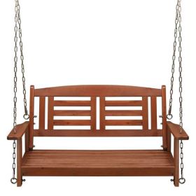 112*53*52cm 500lbs With Chain Double Wooden Swing Reddish Brown