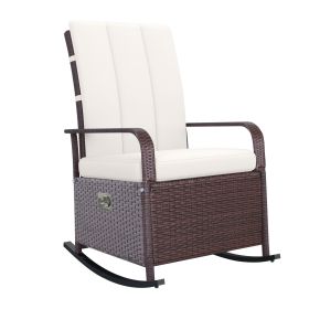 Outsunny Wicker Outdoor Rocking Chair, Patio Recliner with Adjustment Backrest