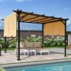 9.5 x 12 Ft Outdoor Pergola Patio Gazebo,Retractable Shade Canopy,Steel Frame Grape Gazebo,Sunshelter Pergola for Gardens,Terraces,Backyard