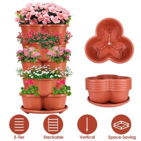 5 Tier Vertical Stackable Planter Garden Tower Stackable Planter Outdoor Gardening Pots for Strawberries Flowers Herbs Vegetables