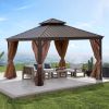 12*12FT patic gazebo,alu gazebo with steel canopy,Outdoor Permanent Hardtop Gazebo Canopy for Patio, Garden, Backyard