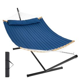 VEVOR Two Person Hammock with Stand Included, Double Hammock with Curved Spreader Bar and Detachable Pillow and Portable Carrying Bag