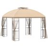 10' x 10' Patio Gazebo with Corner Shelves, Double Roof Outdoor Gazebo Canopy Shelter with Removable Mesh Netting, for Garden, Lawn, Backyard and Deck