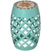 12" Patio Round Side Table, Outdoor Footstool, Garden Mosaic Accent Side Table, Plant Stand, Blue