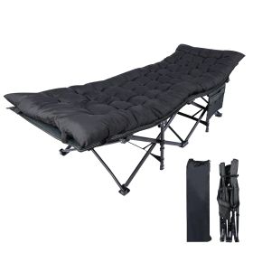 Adults, Foldable Outdoor with Portable Bag, Bed Lightweight Sleeping Cots for Camping, Easy to Set up, Black