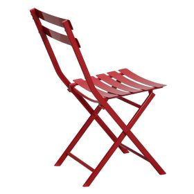 3 Piece Patio Bistro Set of Foldable Square Table and Chairs, Red