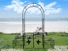 Metal Garden Arch with doors Garden Arbor Trellis Climbing Plants Support Arch Outdoor Arch Wedding Arch Party Events Archway Black