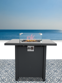 25" H x 30" W Steel Outdoor Fire Pit Table with Lid