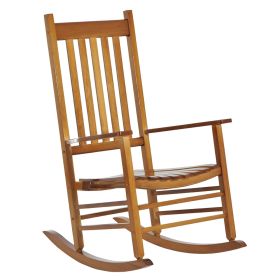 Outsunny Outdoor Rocking Chair, Patio Wooden Rocking Chair with Smooth Armrests, High Back for Garden, Balcony, Porch, Supports Up to 352 lbs.