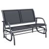 Outsunny 2-Person Outdoor Glider Bench, Patio Double Swing Rocking Chair Loveseat w/ Powder Coated Steel Frame for Backyard Garden Porch, Black