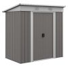 Outsunny 6' x 4' Metal Lean to Garden Shed, Outdoor Storage Shed, Garden Tool House with Double Sliding Doors, 2 Air Vents for Backyard, Patio, Lawn