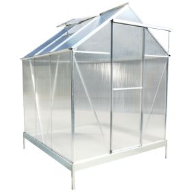 6.3'*6.2'*7' Polycarbonate Greenhouse, Heavy Duty Outdoor Aluminum Walk-in Green House Kit with Rain Gutter, Vent and Door for Backyard Garden