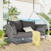 GO 51.9" 2-Person Hanging Seat, Rattan Woven Swing Chair, Porch Swing With Ropes, Gray Wicker And Cushion