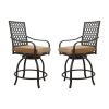 Outdoor Living Swivels Bar Stools, Outdoor Bistro Set for Garden Balcony Backyard Deck, High Bar Chairs with Seat Cushion,Khaki(2 Chairs)