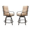 Outdoor Living Swivels Bar Stools, Outdoor Bistro Set for Garden Balcony Backyard Deck, High Bar Chairs with Seat & Back Cushion,Khaki(2 Chairs)