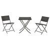 Rattan Patio Bistro Set, 3 Piece Foldable Outdoor Patio Furniture Sets, with Folding Table and Two Chairs, for Garden, Backyard, Pool, Lawn, Porch