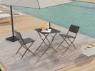 Rattan Patio Bistro Set, 3 Piece Foldable Outdoor Patio Furniture Sets, with Folding Table and Two Chairs, for Garden, Backyard, Pool, Lawn, Porch