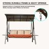 Patio Porch Swing 3 Person Adjustable Canopy Deluxe Hammock Swing Glider with 3 Sunbrella Cushions for Outdoor Garden, Balcony, Backyard