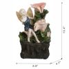 8.9x4.7x13.4" Decorative 3 Tier Tabletop Water Fountain with Fairy and LED Light, Angel Girl with Pink Flower Design, for Indoor Tabletop and Outdoor