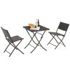 Rattan Patio Bistro Set, 3 Piece Foldable Outdoor Patio Furniture Sets, with Folding Table and Two Chairs, for Garden, Backyard, Pool, Lawn, Porch