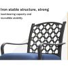 Outdoor 4 pcs Patio Conversation Set, Metal Dining Table and Chairs Dining Set with Removable Navy Blue Cushions for Garden Lawn Yard