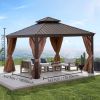 12*12FT patic gazebo,alu gazebo with steel canopy,Outdoor Permanent Hardtop Gazebo Canopy for Patio, Garden, Backyard