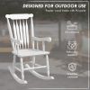 Outsunny Outdoor Wood Rocking Chair, 350 lbs. Porch Rocker with High Back for Garden, Patio, Balcony, White