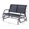 Outsunny 2-Person Outdoor Glider Bench, Patio Double Swing Rocking Chair Loveseat w/ Powder Coated Steel Frame for Backyard Garden Porch, Black