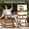 Outsunny Outdoor Wood Rocking Chair, 350 lbs. Porch Rocker with High Back for Garden, Patio, Balcony, Teak