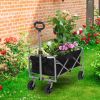 29"*13"*18" 100kg 600d Oxford Cloth Steel Frame Flat Folding Style Black Cloth Silver Frame Garden Folding Cart