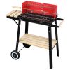 85*42*86cm Four Legs With Wheels Square Enamel Charcoal Oven Black Red