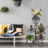 4 Potted Square Flower Metal Shelves Plant Pot Stand Decoration for Indoor Outdoor Garden Black