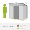 Outsunny 6' x 4' Metal Lean to Garden Shed, Outdoor Storage Shed, Garden Tool House with Double Sliding Doors, 2 Air Vents for Backyard, Patio, Lawn