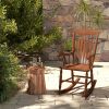 Outsunny Outdoor Wood Rocking Chair, 350 lbs. Porch Rocker with High Back for Garden, Patio, Balcony, Teak