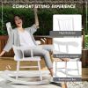 Outsunny Outdoor Wood Rocking Chair, 350 lbs. Porch Rocker with High Back for Garden, Patio, Balcony, White