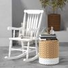 Outsunny Outdoor Wood Rocking Chair, 350 lbs. Porch Rocker with High Back for Garden, Patio, Balcony, White