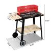 85*42*86cm Four Legs With Wheels Square Enamel Charcoal Oven Black Red